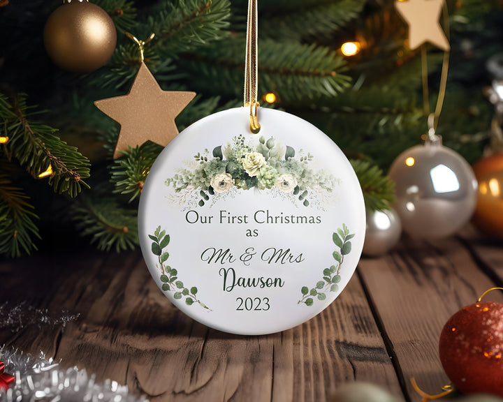 Personalized Our First Christmas Married Ornament 2023, Custom Wedding Gift for Couple Unique, Newlywed Gift, 1st Christmas As Mr & Mrs.