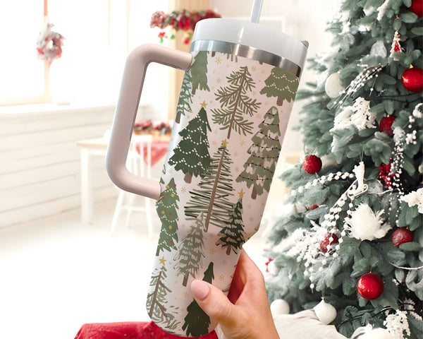 Christmas Tree Tumbler, Merry Christmas 40oz Cup, Design Christmas 40oz Stainless Steel Tumbler With Lid and Straw.