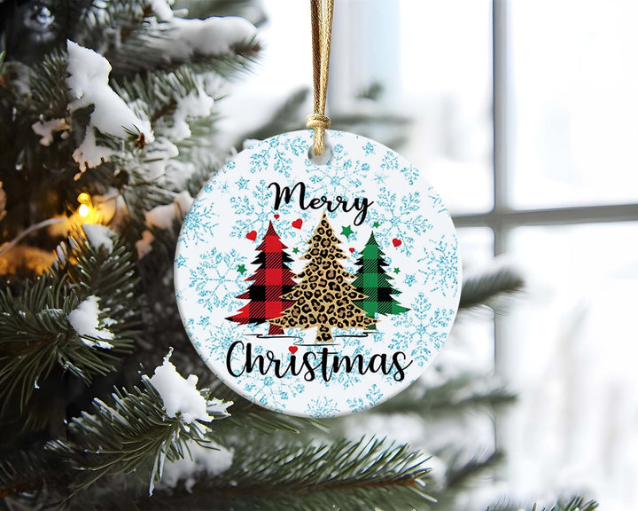 Christmas Tree Christmas Ornament, Merry Christmas Christmas Ornament, Leopard Tree and Ornament, Happy New Year Ornament.