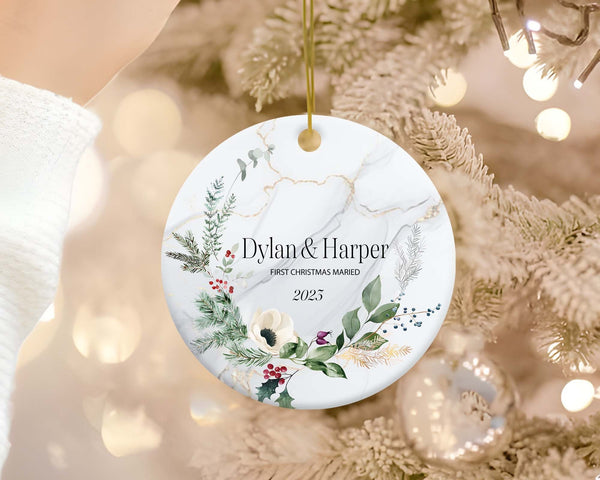 Personalized Our First Christmas Married Ornament 2023, Custom Wedding Gift for Couple Unique, Newlywed Gift, Christmas Gift