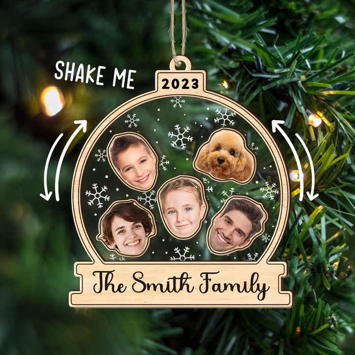 Family Shake Ornament, Personalized Face Family Shake Ornament, 4D Shake Ornament, Family Shaker Ornament, Gift for Family, Christmas Gift