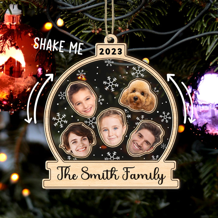 Family Shake Ornament, Personalized Face Family Shake Ornament, 4D Shake Ornament, Family Shaker Ornament, Gift for Family, Christmas Gift