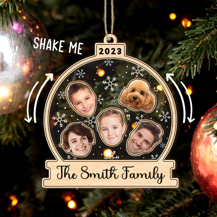 Family Shake Ornament, Personalized Face Family Shake Ornament, 4D Shake Ornament, Family Shaker Ornament, Gift for Family, Christmas Gift