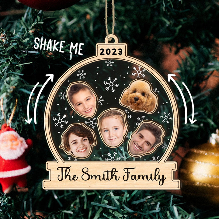 Family Shake Ornament, Personalized Face Family Shake Ornament, 4D Shake Ornament, Family Shaker Ornament, Gift for Family, Christmas Gift