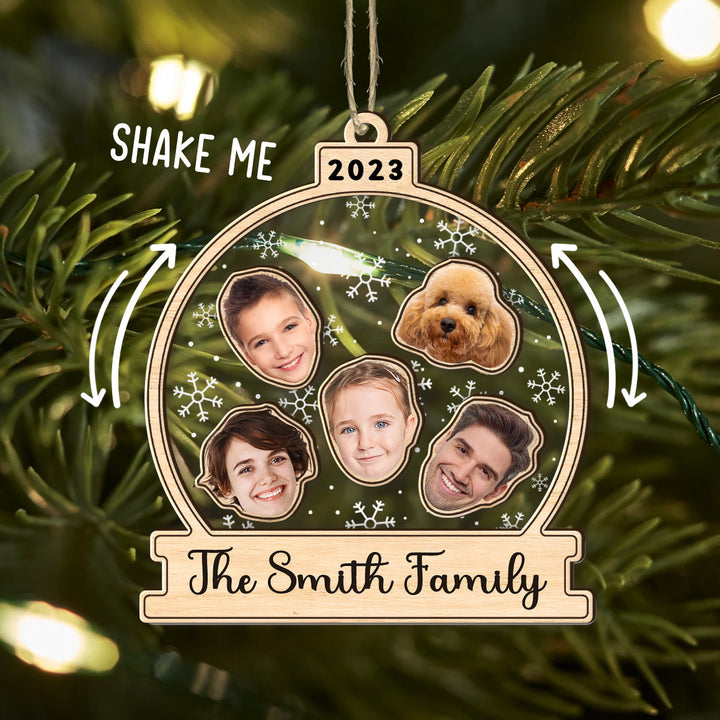 Family Shake Ornament, Personalized Face Family Shake Ornament, 4D Shake Ornament, Family Shaker Ornament, Gift for Family, Christmas Gift