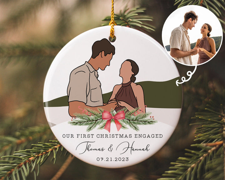 Custom Engaged Photo Ornament, Couple Faceless Ornament, Engagement Ornament, First Christmas Ornament, Couples Gift, Engagement Gift