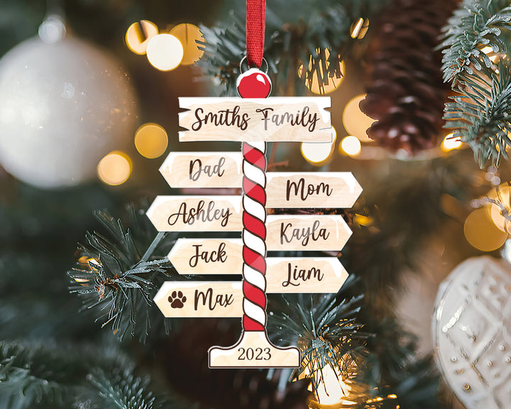 Personalized Family Christmas Ornament, Family Ornament 2023, Family Christmas Ornament, Family Tree Ornament, Family Gift, North Pole Sign