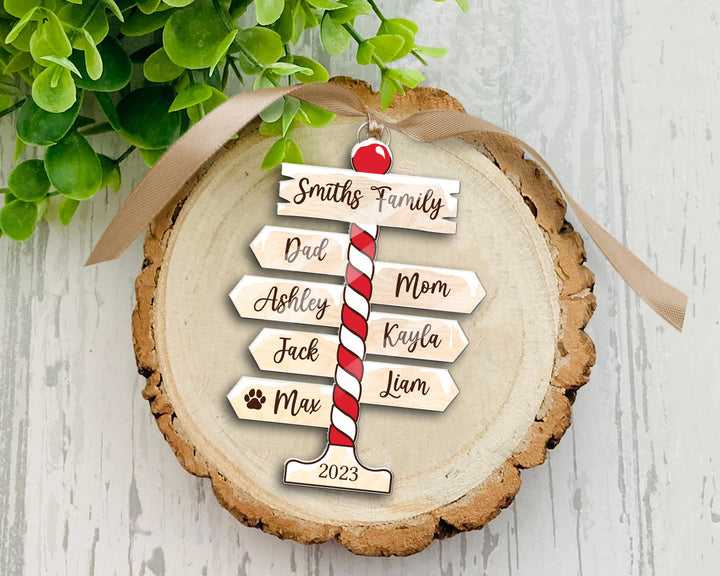 Personalized Family Christmas Ornament, Family Ornament 2023, Family Christmas Ornament, Family Tree Ornament, Family Gift, North Pole Sign