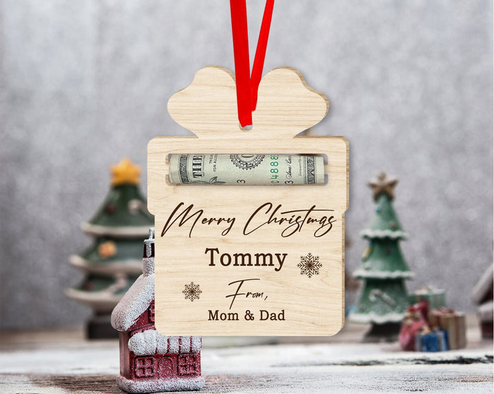 Custom Money Holder Ornament, Money Holder Christmas Ornament, Gift from Dad Mom, Gift for Kids, Money Ornament Gift Idea, Gift for Family