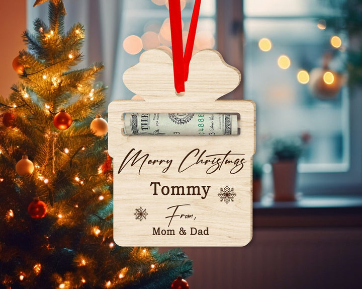 Custom Money Holder Ornament, Money Holder Christmas Ornament, Gift from Dad Mom, Gift for Kids, Money Ornament Gift Idea, Gift for Family