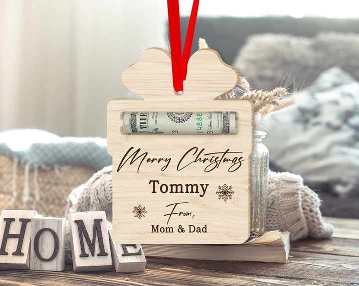 Custom Money Holder Ornament, Money Holder Christmas Ornament, Gift from Dad Mom, Gift for Kids, Money Ornament Gift Idea, Gift for Family