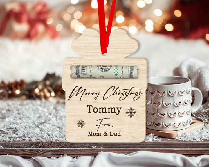 Custom Money Holder Ornament, Money Holder Christmas Ornament, Gift from Dad Mom, Gift for Kids, Money Ornament Gift Idea, Gift for Family