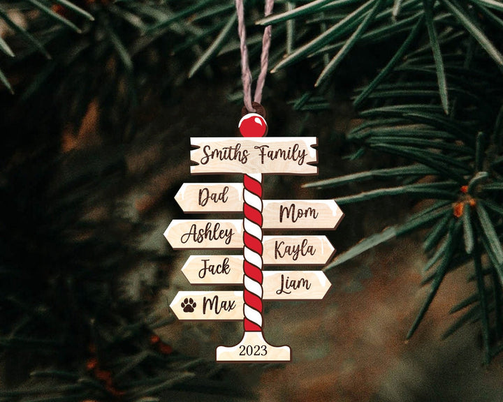 Personalized Family Christmas Ornament, Family Ornament 2023, Family Christmas Ornament, Family Tree Ornament, Family Gift, North Pole Sign