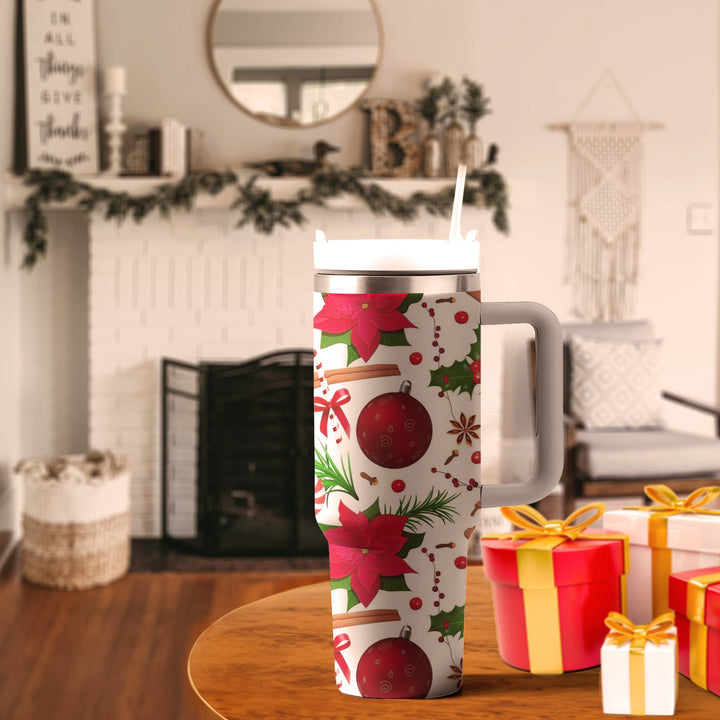 Christmas Tumbler 40oz With Handle, Christmas 40oz Tumbler, Santa 40oz Stainless Steel Tumbler With Lid and Straw, Christmas Gift