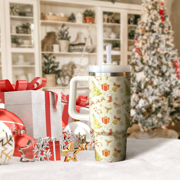 Christmas Stocking Tumbler 40oz Cup, Christmas 40oz Tumbler, Santa 40oz Stainless Steel Tumbler With Lid and Straw, Christmas Tumbler