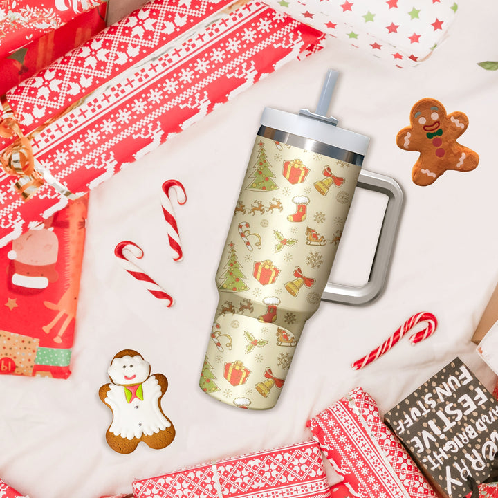 Christmas Stocking Tumbler 40oz Cup, Christmas 40oz Tumbler, Santa 40oz Stainless Steel Tumbler With Lid and Straw, Christmas Tumbler