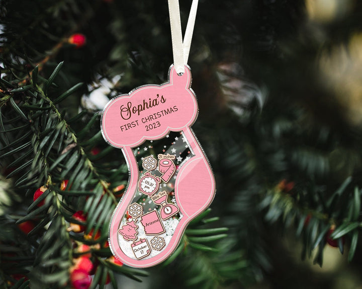 Personalized Shake Babies Ornament, Baby's First Christmas Ornament, Stocking Baby 1st Christmas Ornament, Baby Shake Ornament,New Baby Gift
