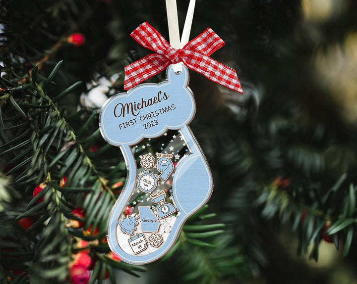 Personalized Shake Babies Ornament, Baby's First Christmas Ornament, Stocking Baby 1st Christmas Ornament, Baby Shake Ornament,New Baby Gift