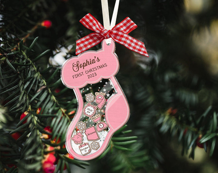 Personalized Shake Babies Ornament, Baby's First Christmas Ornament, Stocking Baby 1st Christmas Ornament, Baby Shake Ornament,New Baby Gift