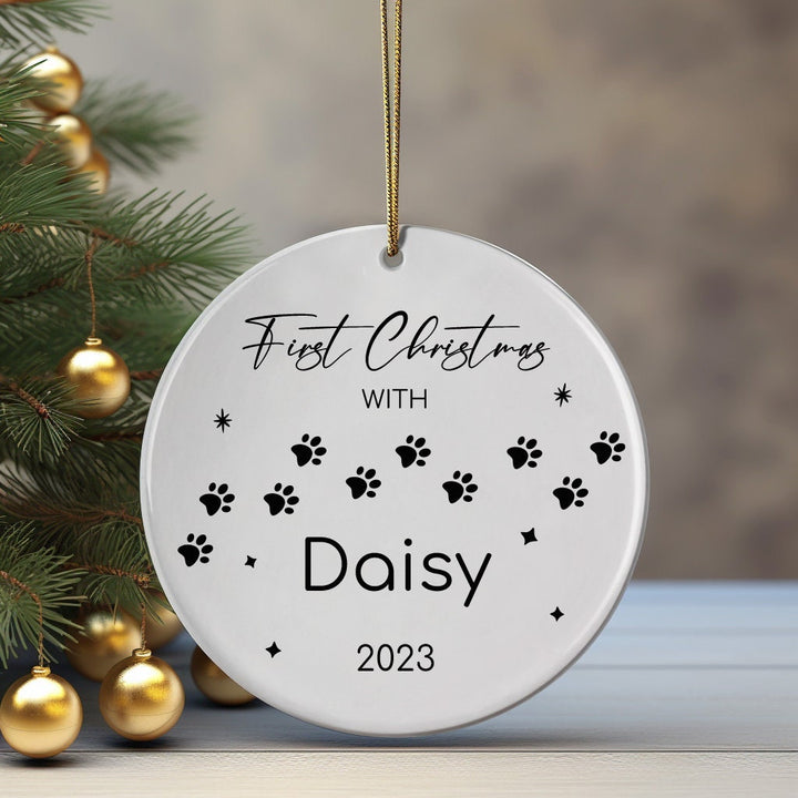 Personalized First Christmas Dog Ornament, Pet Gifts, Christmas Gifts For Vet, Dog Lover Gifts, Custom Pet Name Ornament, Keepsake Ornament