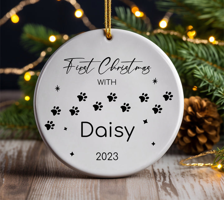 Personalized First Christmas Dog Ornament, Pet Gifts, Christmas Gifts For Vet, Dog Lover Gifts, Custom Pet Name Ornament, Keepsake Ornament