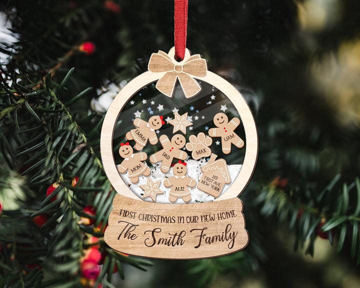 Personalized Family Shaker Ornament, Gingerbread Family Shake Ornament, Cookie Gingerbread Ornament, Christmas Gift, Family Ornament Gift