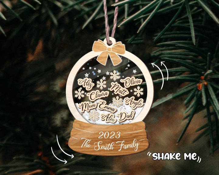 Family Christmas Shaker Ornament, Personalized Family Shake Ornament, Family Members Ornament, Family Ornament 2023, Family Christmas Gift