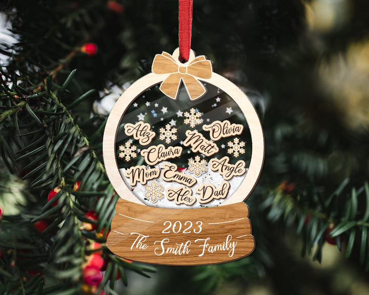 Family Christmas Shaker Ornament, Personalized Family Shake Ornament, Family Members Ornament, Family Ornament 2023, Family Christmas Gift