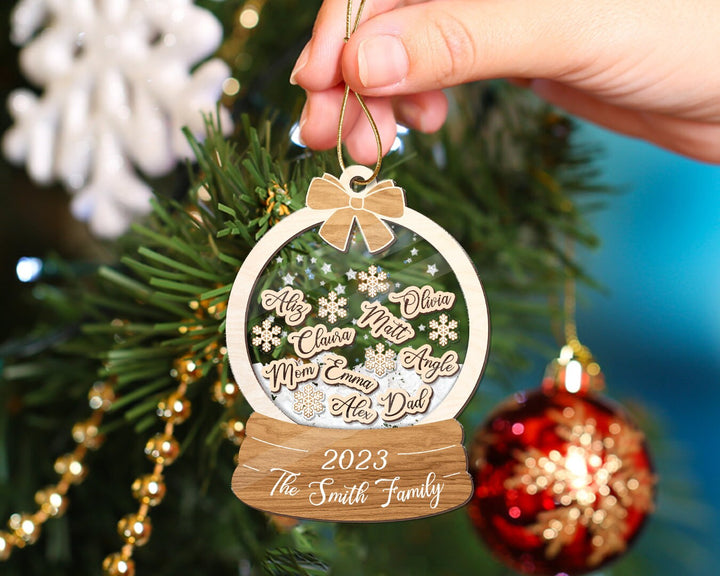 Family Christmas Shaker Ornament, Personalized Family Shake Ornament, Family Members Ornament, Family Ornament 2023, Family Christmas Gift