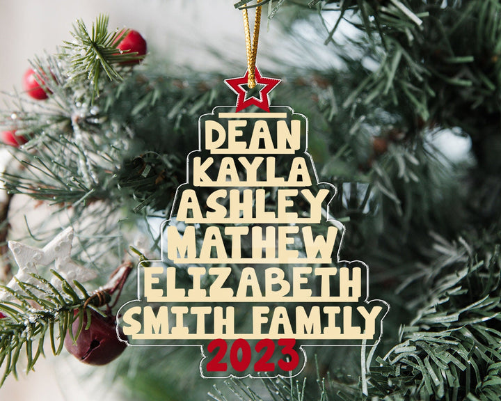 Personalized Family Tree Ornament, Family Christmas Ornament, Family Name Ornament 2023, Family Christmas Tree Ornament, Gift for Family