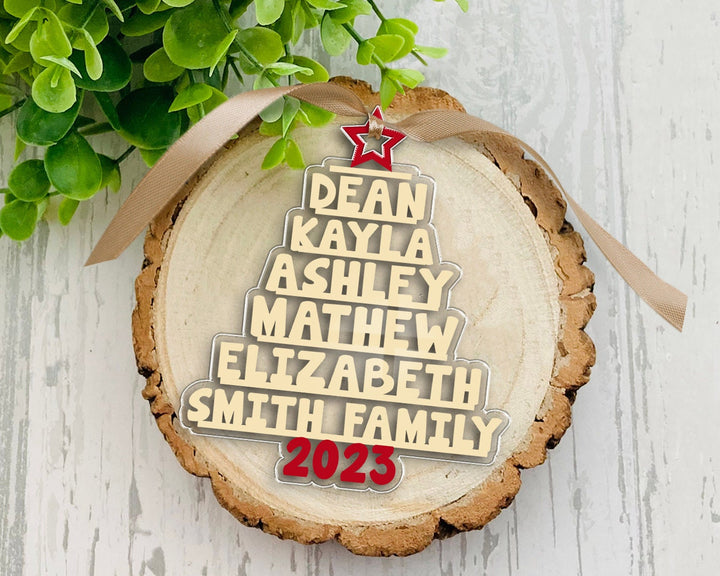 Personalized Family Tree Ornament, Family Christmas Ornament, Family Name Ornament 2023, Family Christmas Tree Ornament, Gift for Family