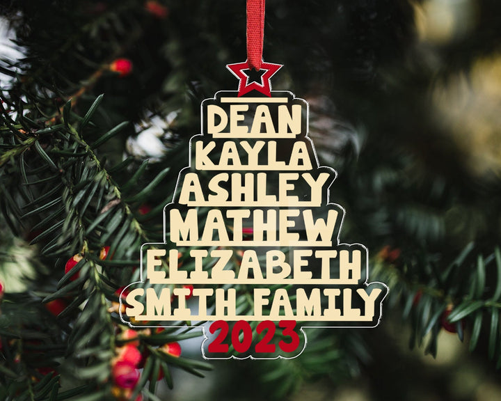 Personalized Family Tree Ornament, Family Christmas Ornament, Family Name Ornament 2023, Family Christmas Tree Ornament, Gift for Family