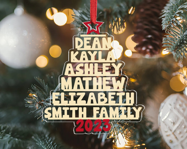 Personalized Family Tree Ornament, Family Christmas Ornament, Family Name Ornament 2023, Family Christmas Tree Ornament, Gift for Family