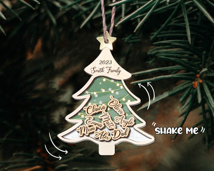 Family Shaker Ornament, Personalized Family Shake Ornament, Family Tree Ornament, Family Ornament 2023, Family Member Ornament, Family Gift