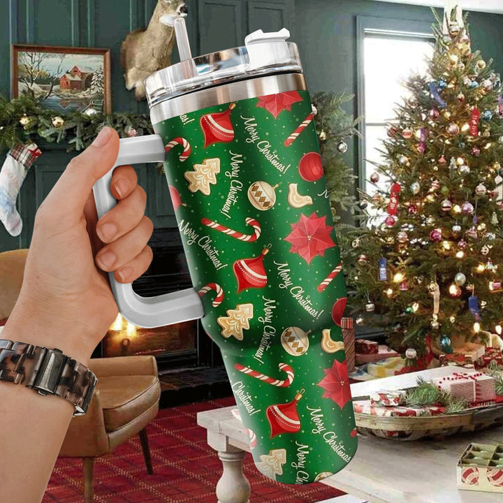 Vintage Nutcracker 40oz Cup with Handle, Christmas 40oz Tumbler, Santa 40oz Stainless Steel Tumbler With Lid and Straw, Holiday Tumbler