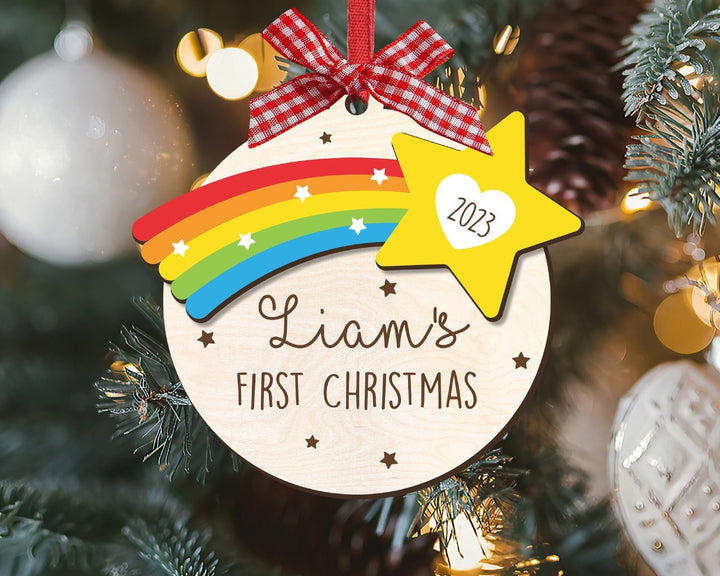 Custom New Baby Ornament, Baby First Christmas, Baby Name Ornament, Baby Rainbow Keepsake, First Christmas Ornament,Baby Christmas Gift 2023