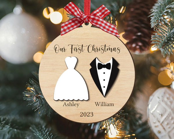 Wedding Ornament, Just Married Ornament, Wedding Ornament Personalized, First Christmas Newly Ornament, Wedding Gift, Couples Christmas Gift