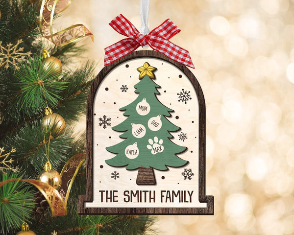 Custom Family Ornament, Family Christmas Ornament, Tree Family Christmas Ornament, Family Ornament, Family Christmas Gift, Wooden Ornament