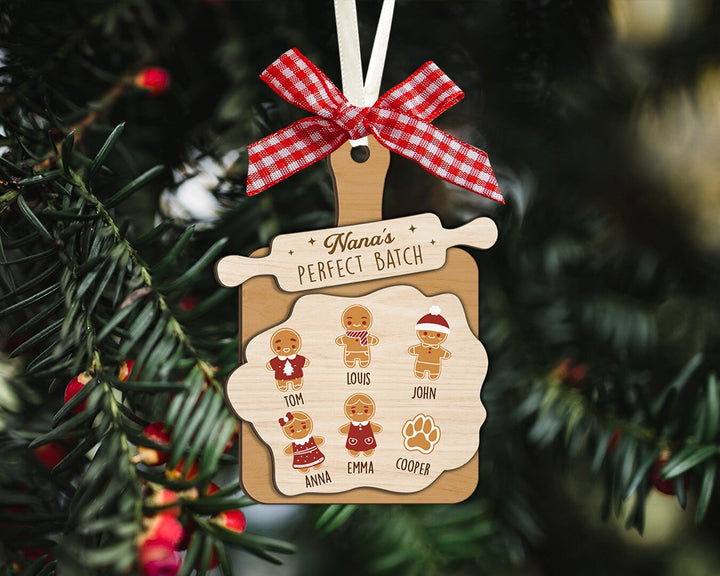 Grandma Batch Ornament, Custom Grandma Ornament, Nana Perfect Batch Ornament, Grandkids Name Bauble, Gift For Grandma, Gingerbread Ornament