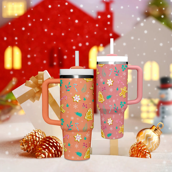 Nutcracker Tumbler 40oz With Handle, Christmas 40oz Tumbler, Santa 40oz Stainless Steel Tumbler With Lid and Straw, Holiday Tumbler