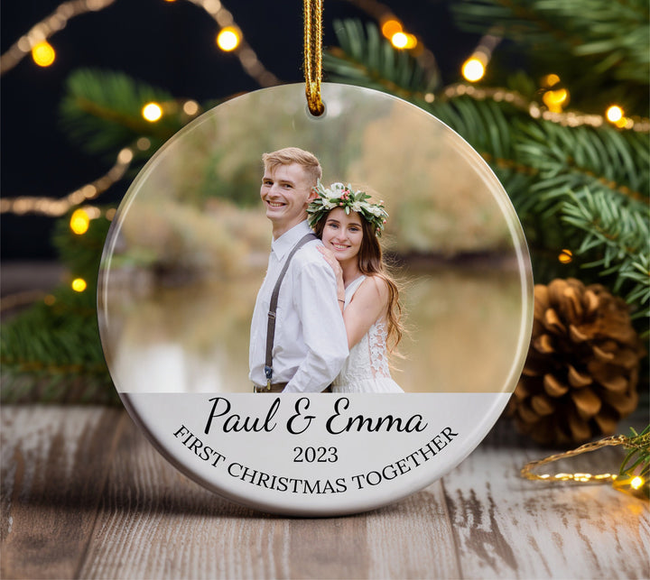 Custom Christmas Photo Ornament for Couple, Christmas Gifts, Engagement Gifts, Wedding Gifts, Personalized Cute Picture Keepsake Ornament