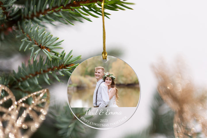 Custom Christmas Photo Ornament for Couple, Christmas Gifts, Engagement Gifts, Wedding Gifts, Personalized Cute Picture Keepsake Ornament