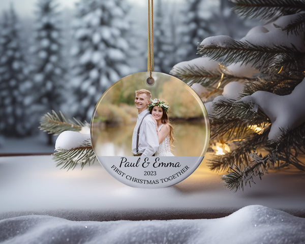 Custom Christmas Photo Ornament for Couple, Christmas Gifts, Engagement Gifts, Wedding Gifts, Personalized Cute Picture Keepsake Ornament