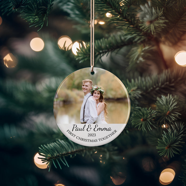 Custom Christmas Photo Ornament for Couple, Christmas Gifts, Engagement Gifts, Wedding Gifts, Personalized Cute Picture Keepsake Ornament