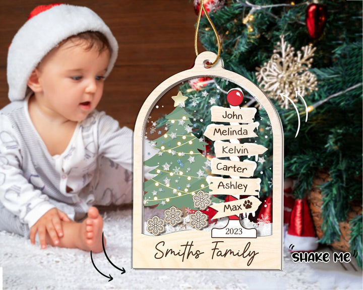 Family Christmas Shaker Ornament, Personalized Family Shaker Ornament, 4D Family Ornament 2023, Family Tree Ornament, Family Gift Ornament