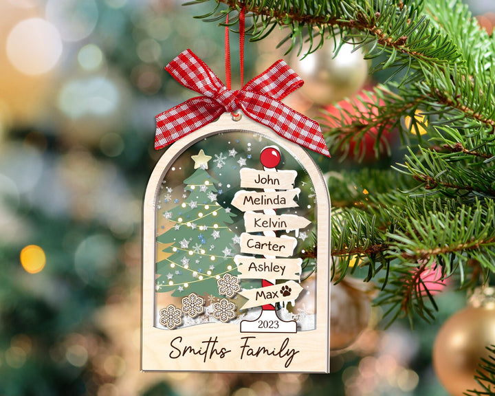 Family Christmas Shaker Ornament, Personalized Family Shaker Ornament, 4D Family Ornament 2023, Family Tree Ornament, Family Gift Ornament