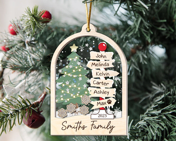 Family Christmas Shaker Ornament, Personalized Family Shaker Ornament, 4D Family Ornament 2023, Family Tree Ornament, Family Gift Ornament