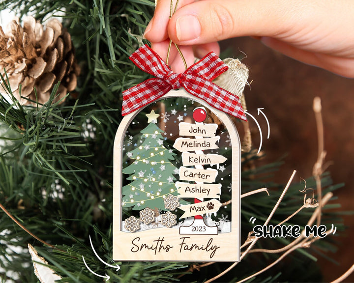 Family Christmas Shaker Ornament, Personalized Family Shaker Ornament, 4D Family Ornament 2023, Family Tree Ornament, Family Gift Ornament