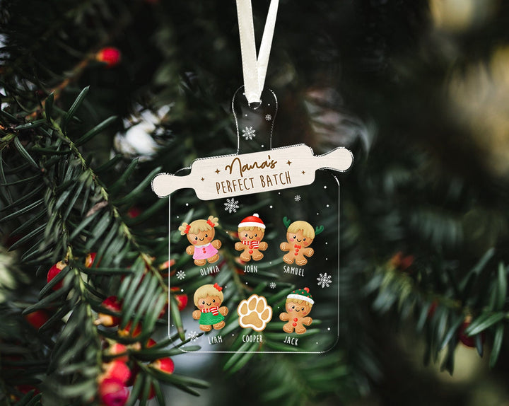 Grandma Christmas Ornament, Nana  Perfect Batch Ornament, Custom Gingerbread Ornament, Grandkids Ornament, Grandma Gift, Family Gift