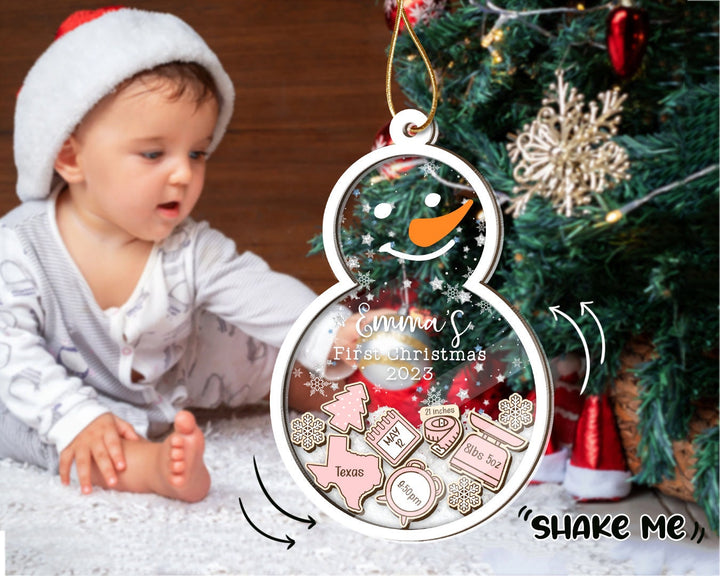 Personalized Baby Shake Ornament, Baby's First Christmas Ornament, Baby 1st Christmas Gift, Custom Baby Name, Baby Ornament, Gift For Baby